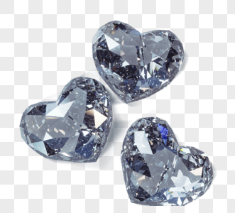 蓝色爱心钻石3d元素高清图片