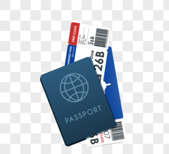 现实深绿色飞机机票护照图飞机票高清图片素材