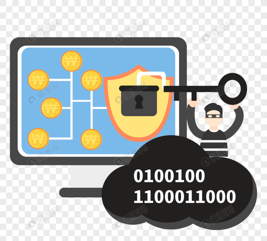 矢量扁平网络数据信息安全保护图图片