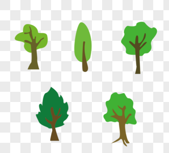 平面简约绿树元素矢量图图片