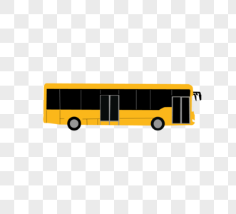 平面黄色大巴车元素矢量图图片