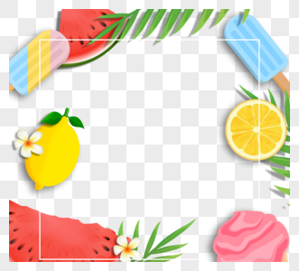 绿色菠萝黄色柠檬红色西瓜水果图片
