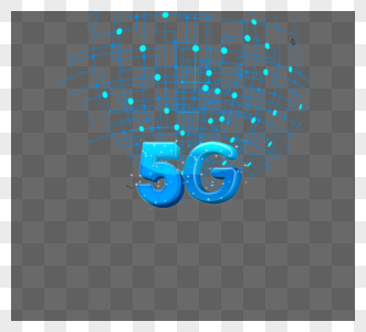 蓝色3D5G通信网络元素图片