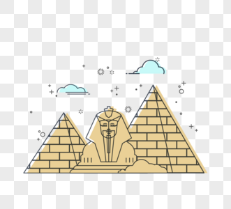 埃及人面狮身像金字塔创意线性旅游建筑图片