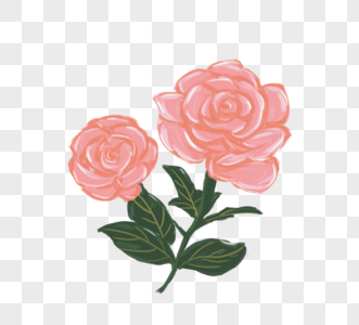 手绘粉红玫瑰元素图片