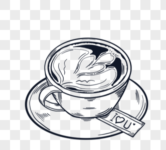 咖啡线描西方咖啡杯图片