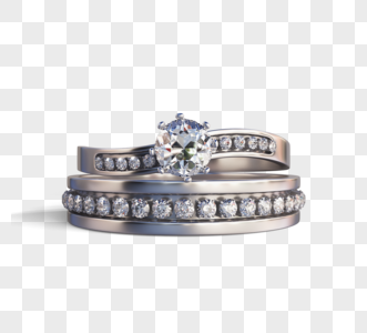 钻石结婚戒指3d三维元素图片