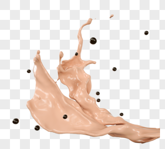 立体舞珍珠奶茶花3d元素图片