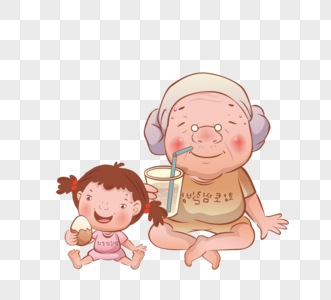 动画片祖母和孙女蒸汽浴宣传例证图片