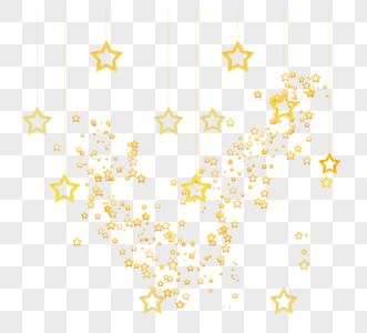 金色镂空星星随机挂件排列元素图片