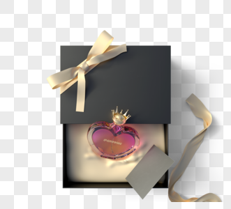 王冠香水礼盒3d元素图片