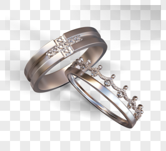 皇冠结婚戒指3d元素高清图片