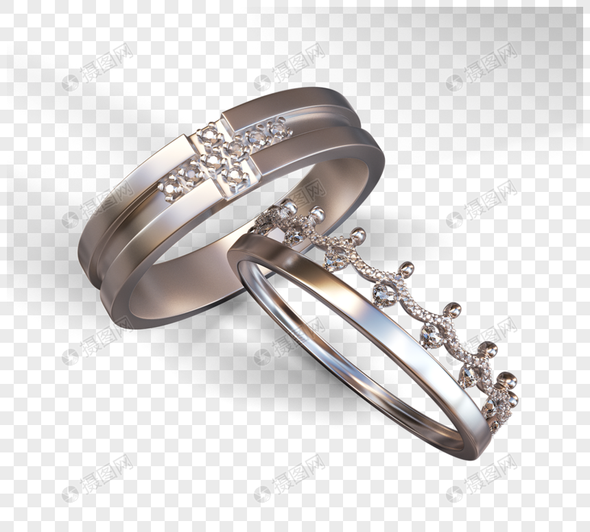 皇冠结婚戒指3d元素图片
