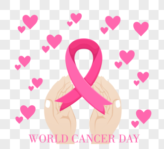 粉红色爱护理两手世界癌症日矢量素材图片