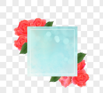 水彩红色玫瑰花花卉边框图片