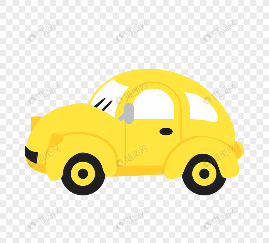 卡通黄色简洁小轿车