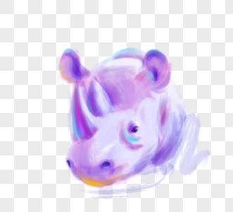 紫色可爱犀牛手绘元素图片