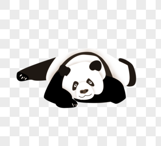 可爱简单黑白卧趴熊猫元素图片