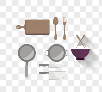卡通简单平厨房用品装饰元素图片
