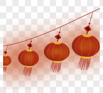 红色中国风灯笼元素设计图片