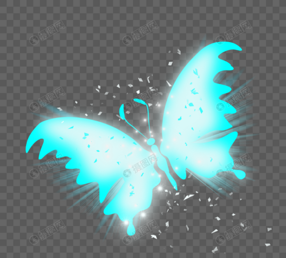 蓝色发光光效蝴蝶图片