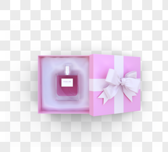 粉色香水礼盒3d元素图片