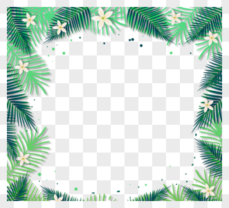 绿色棕榈叶热带树叶边框图片