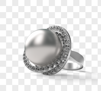 白金珍珠戒指元素高清图片