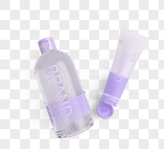 紫色护肤品透明瓶子元素图片