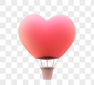 粉色爱心立体渐变热气球图片