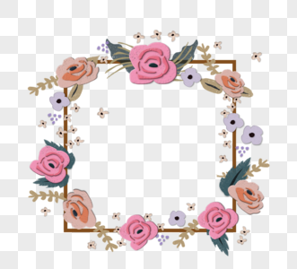 粉红色玫瑰情人节手绘浪漫花朵元素图片