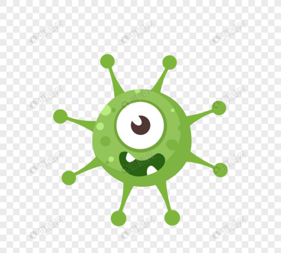 绿色病毒病菌细菌卡通病毒图片
