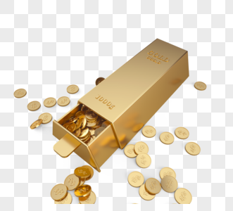 金砖宝箱金币建模货币质感元素图片