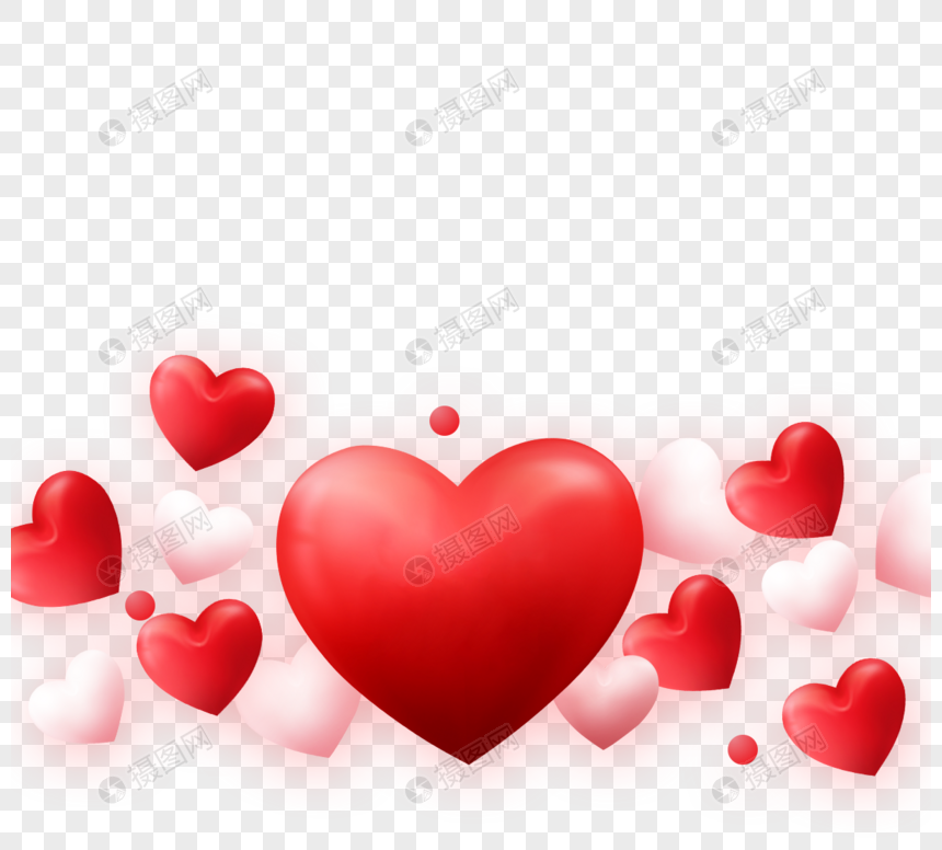 简约可爱红白立体爱情情人节元素图片