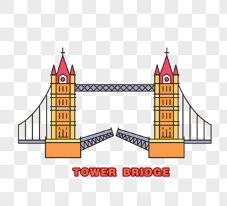 线条英国伦敦塔桥元素高清图片