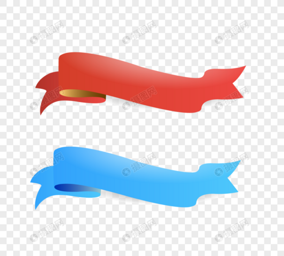 弧形红蓝丝带商业banner图片