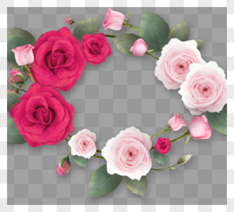玫瑰花花圈花边PNG元素图片