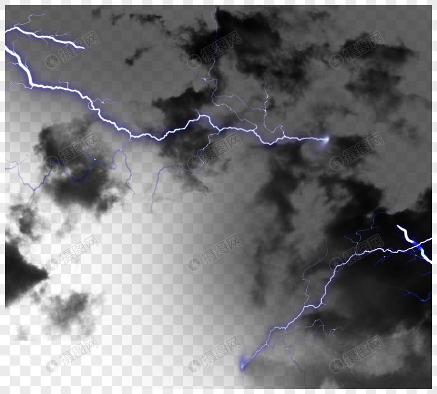 逼真闪电效果黑色云层图片