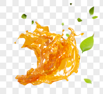 立体飞溅橙汁3d元素图片