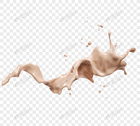 肉色奶茶液体飞溅3d元素图片