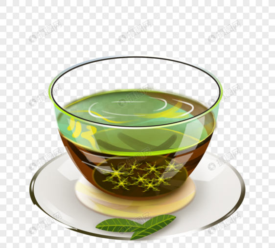美丽心绿茶玻璃元素设计图片