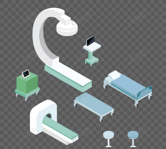 卡通手绘医疗设备病床图片