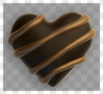 3D效果巧克力爱心PNG元素图片