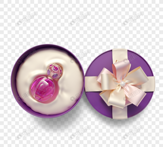 粉色水晶香水礼盒元素图片