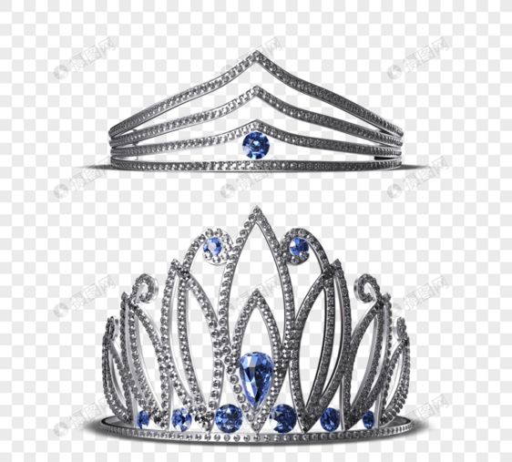 蓝宝石钻石王冠3d元素图片
