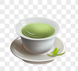 白瓷新鲜绿茶杯设计高清图片