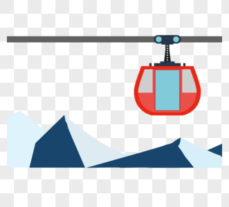 红色雪山缆车观光例证图片