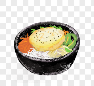 卡通手绘韩国石锅饭高清图片