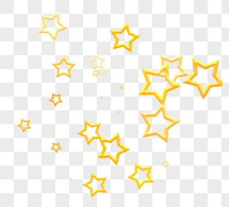 金色镂空立体星星简约排列元素图片