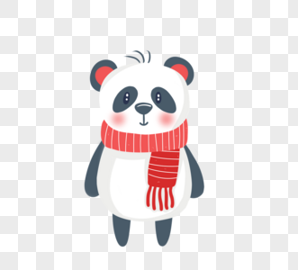 红色围巾可爱卡通熊猫图片